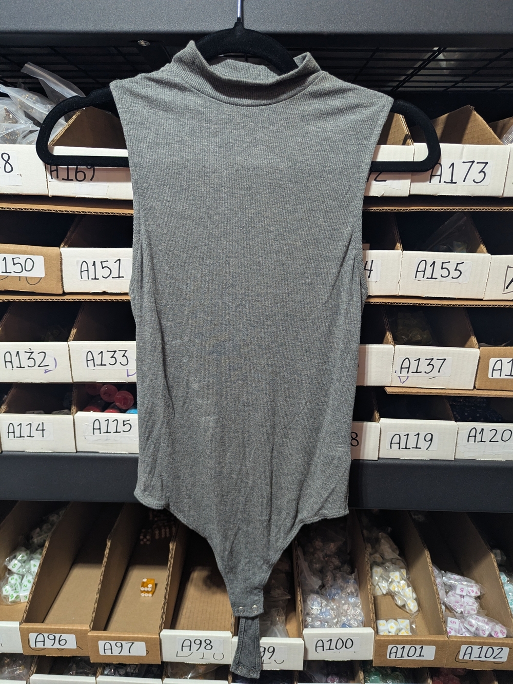 Express Sleeveless Mock Neck Bodysuit in Heather Gray S